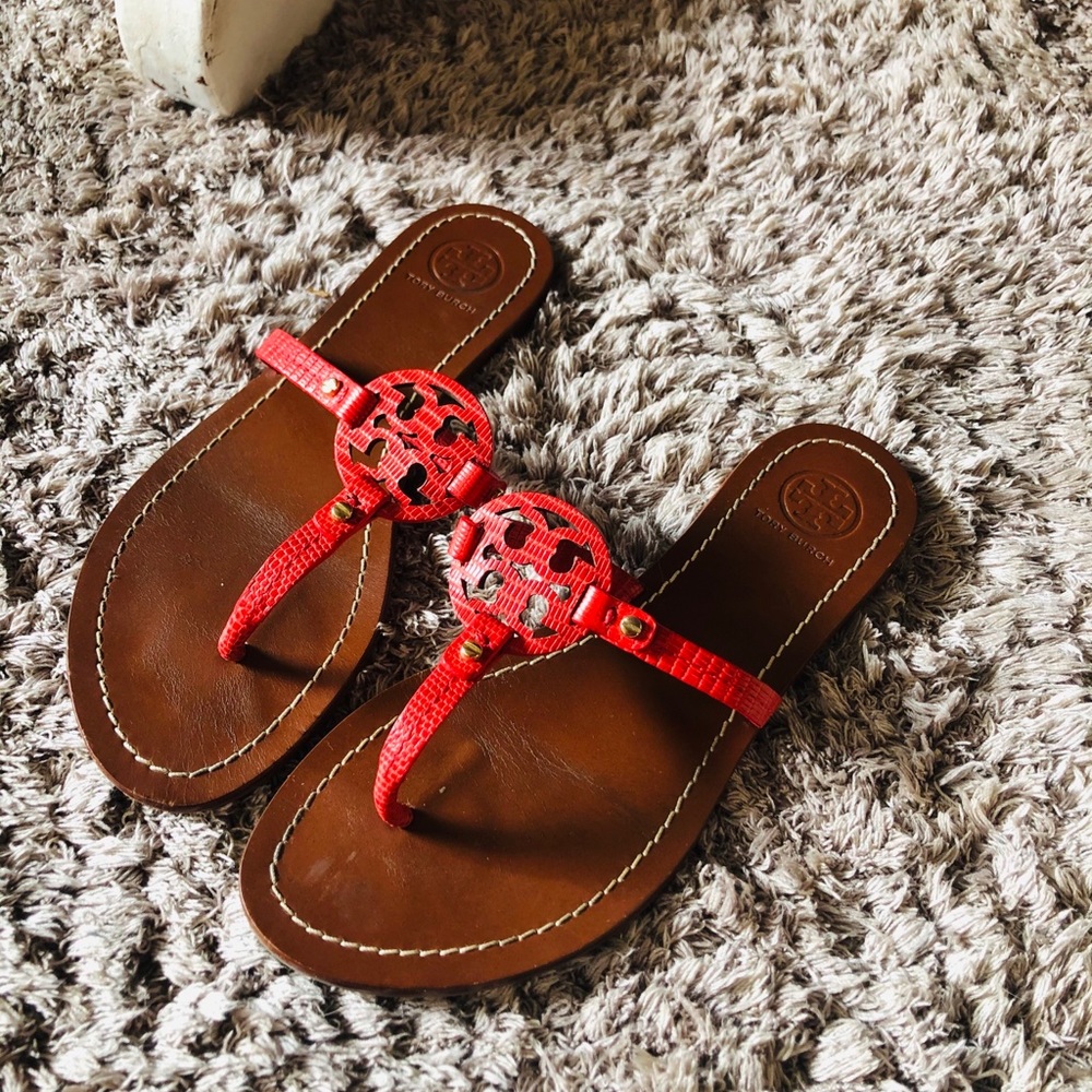 Tory Burch Red Gabriel Thong Sandals